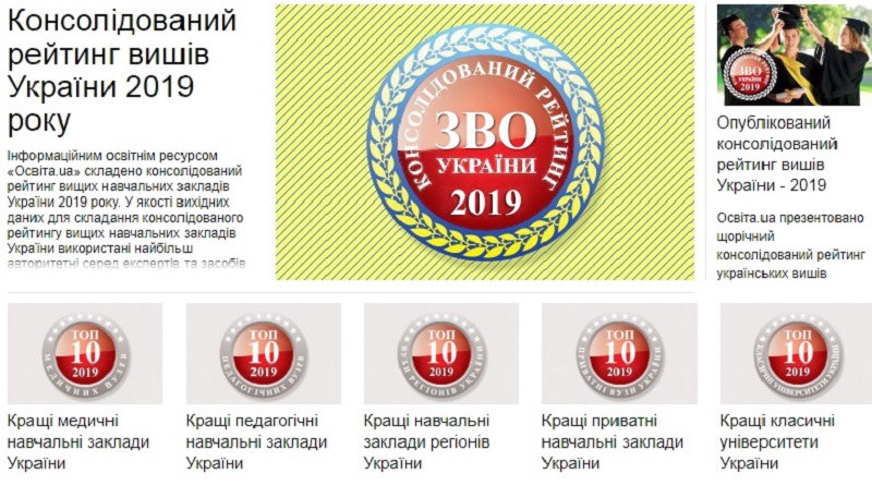 Консолідований рейтинг вишів України 2019: Житомирська політехніка утримує лідируючі позиції в регіоні та покращує на всеукраїнському рівні